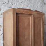 Vintage oak wardrobe with sliding doors
