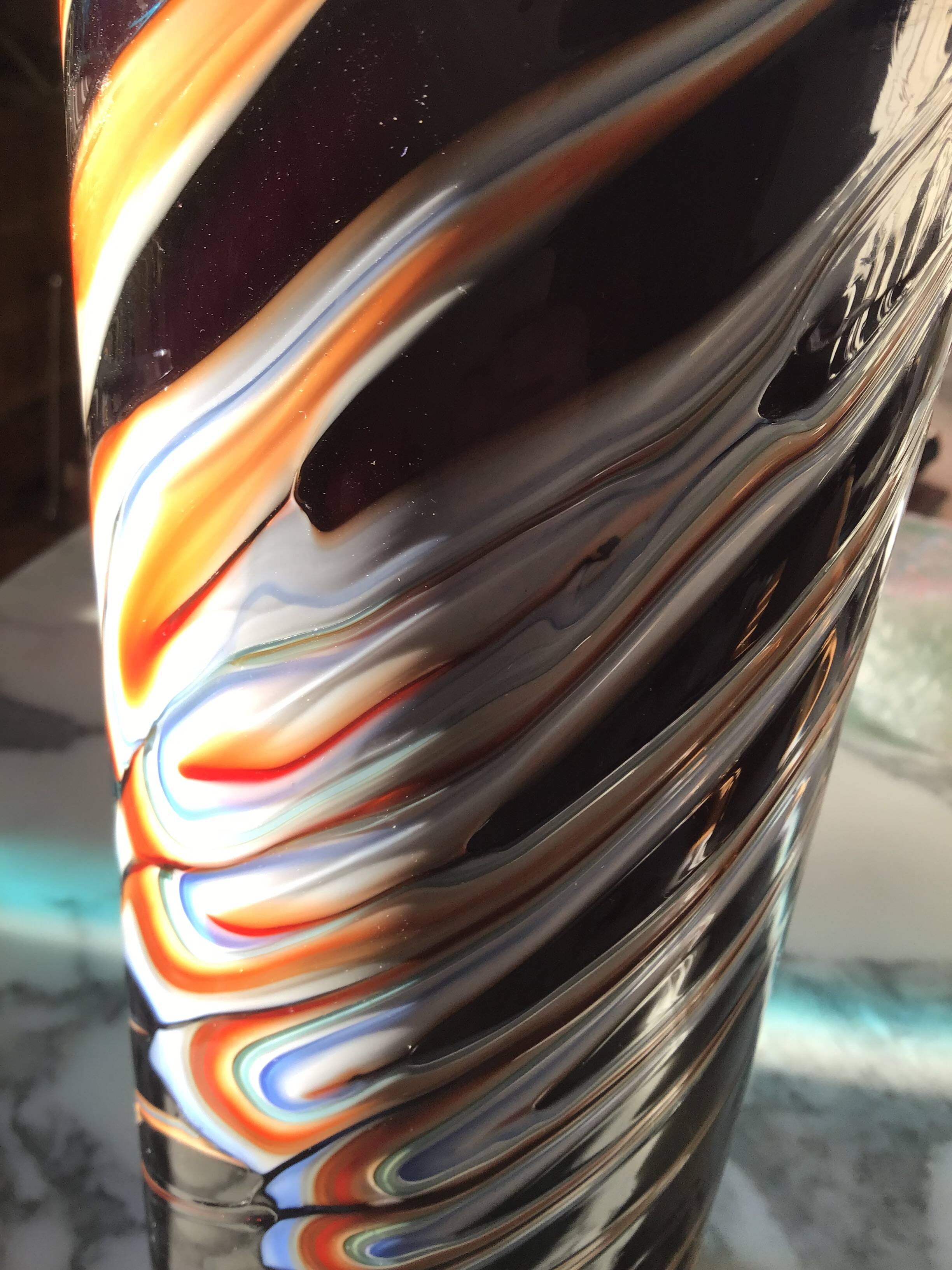 Multi-layer blown glass roller vase