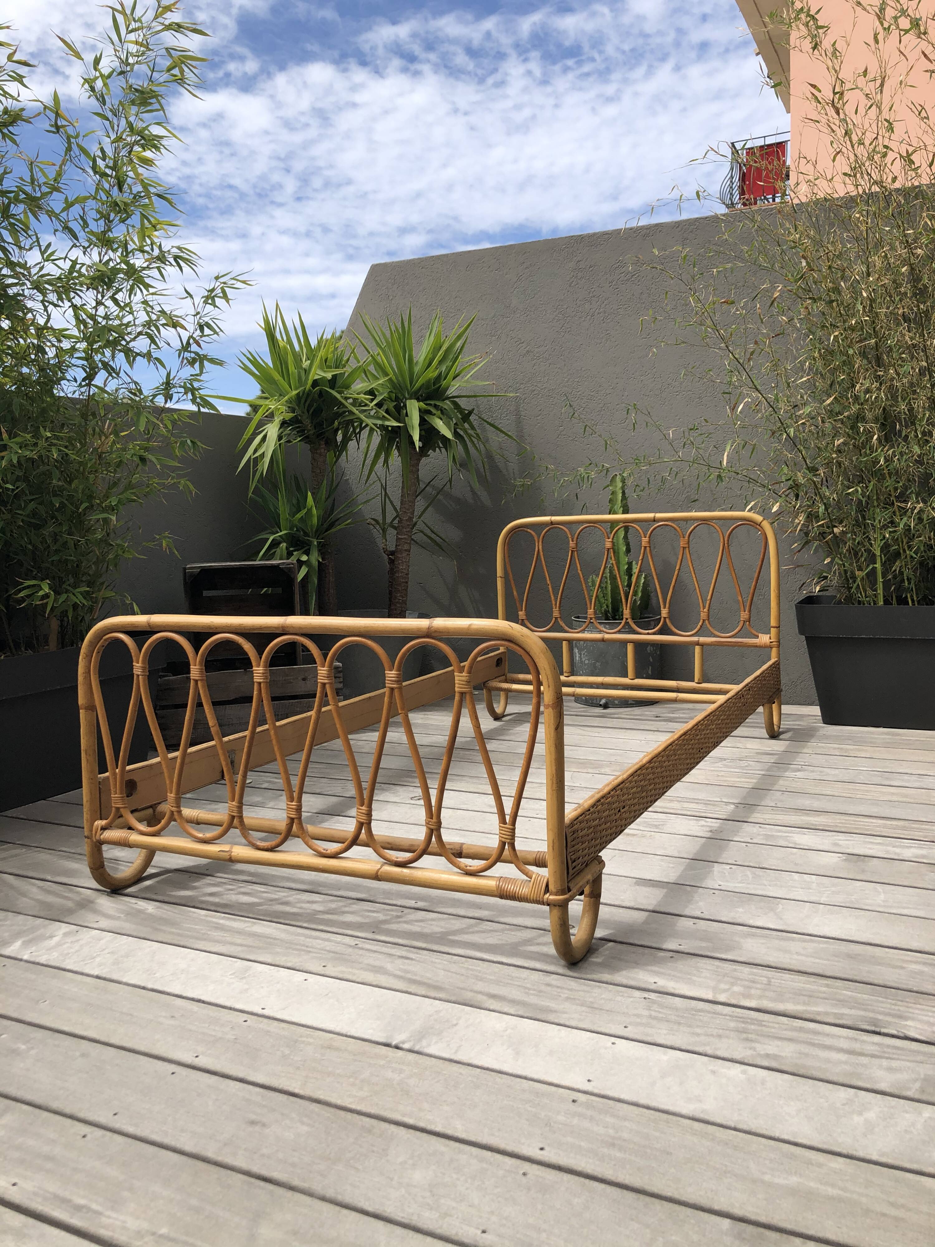 Rattan bed 50s