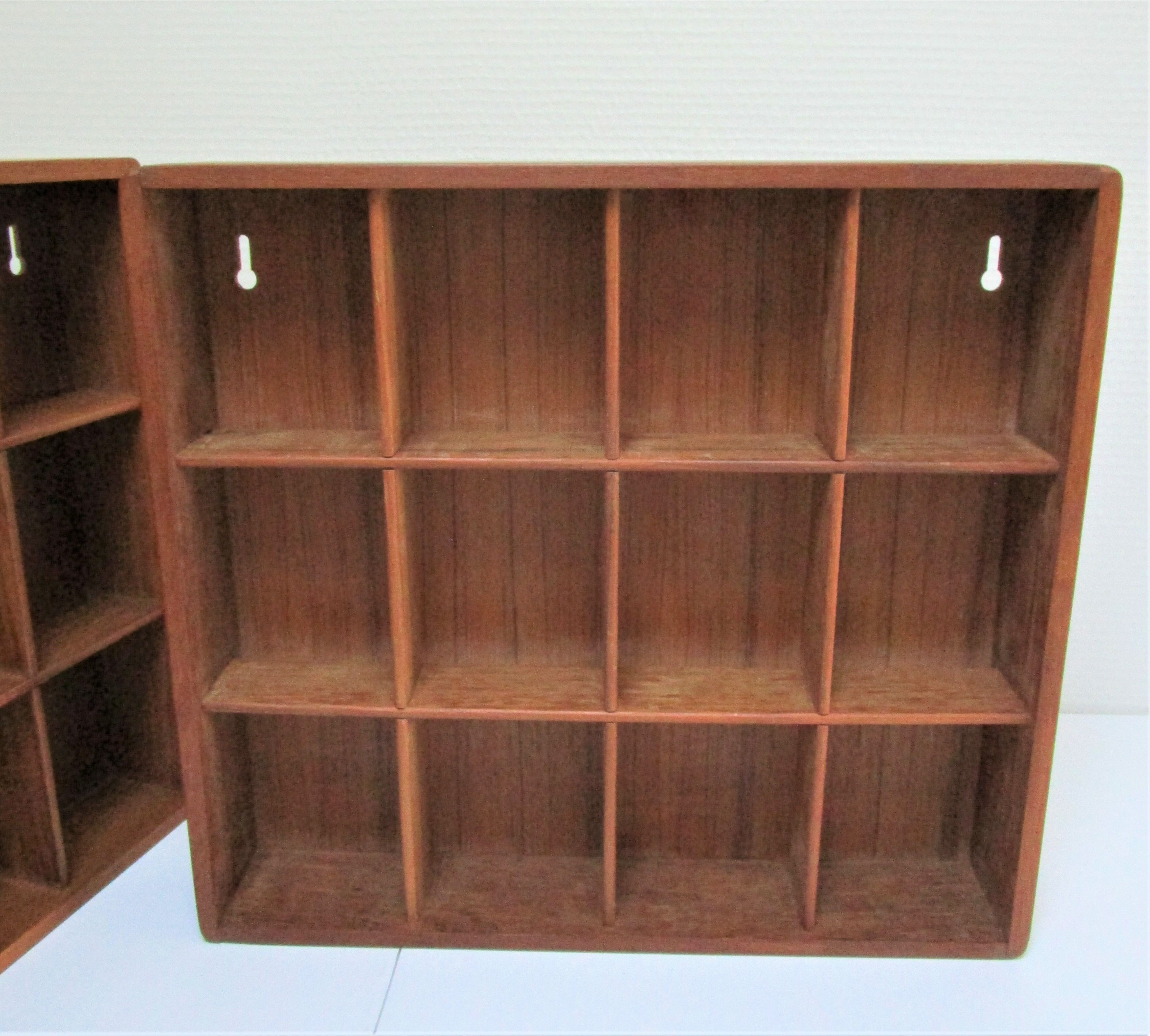 Two wall shelves with solid wood compartments design 80s