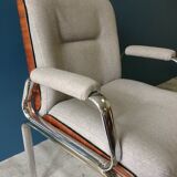 Chrome and wood armchair from the 70s
