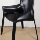 Fauteuil vintage en cuir noir - Années 80