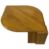 Table basse vintage en forme de larme wabi sabi brutaliste en chêne massif