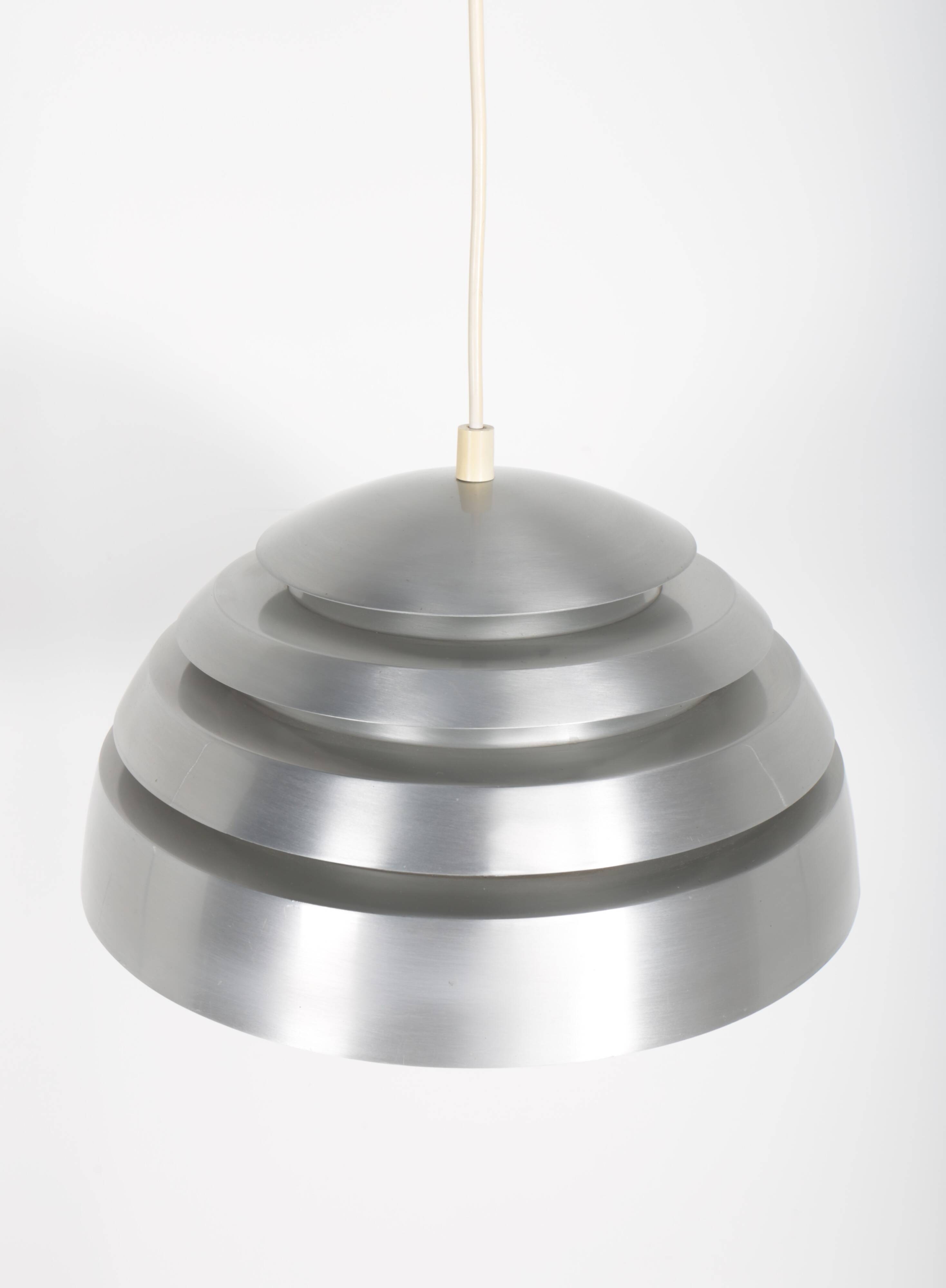 Vintage pendant light with brushed aluminum slats, 1970s