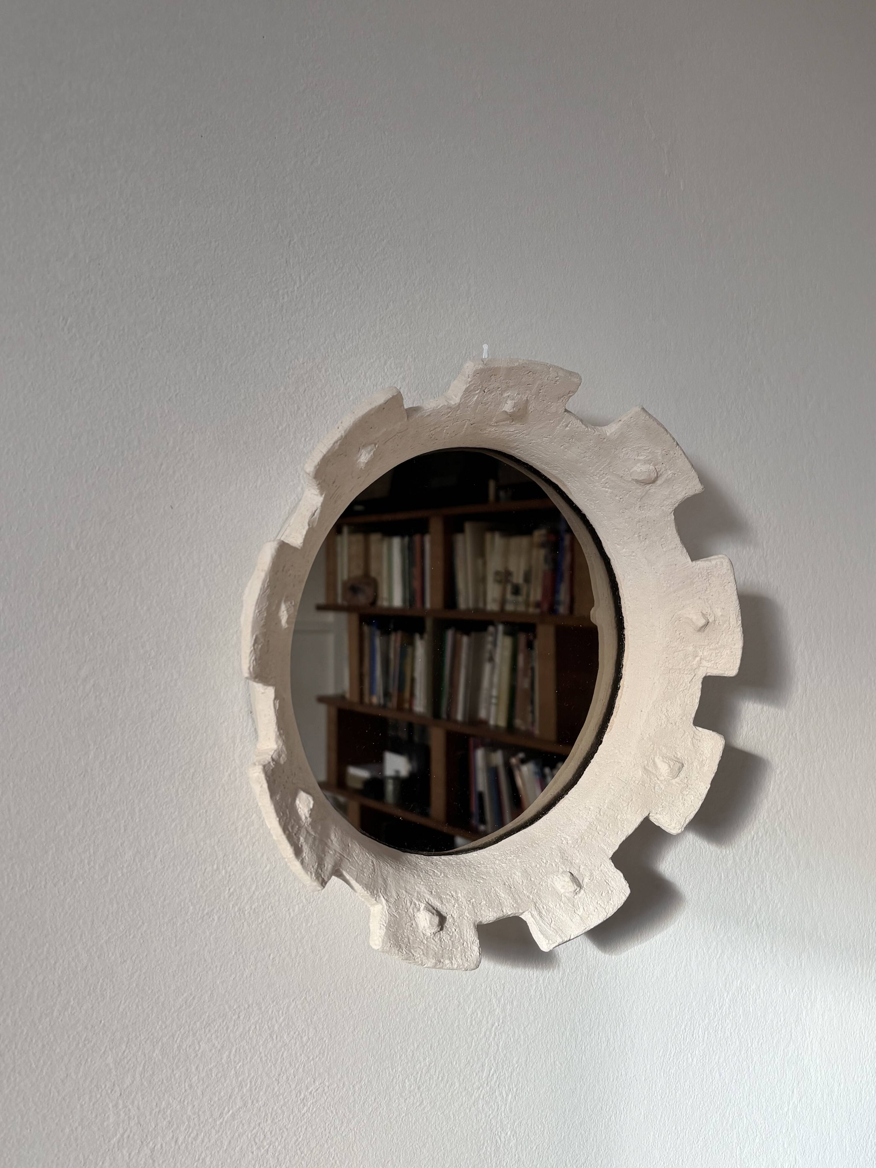 Contemporary French ceramic mirror, "Gioielli" by Renzo Maar.