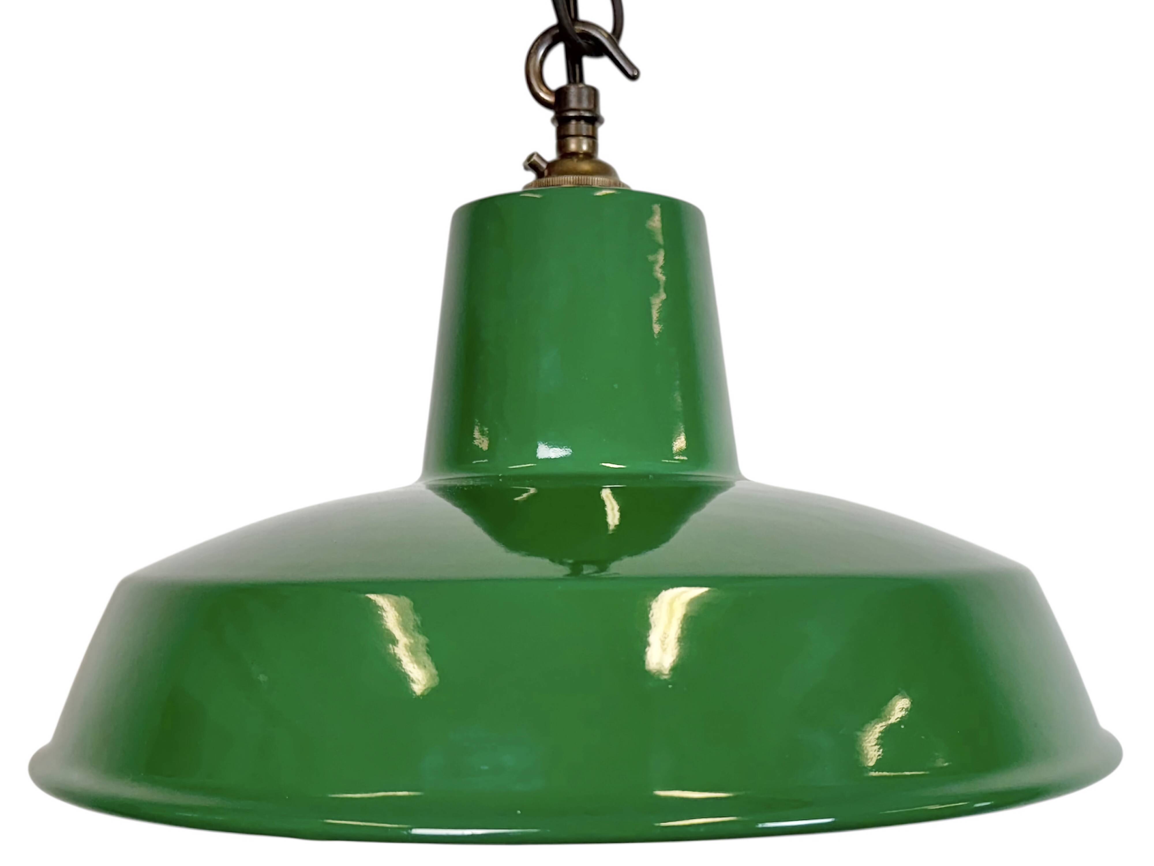 Industrial Green Enamel Factory Pendant Lamp , 1960s