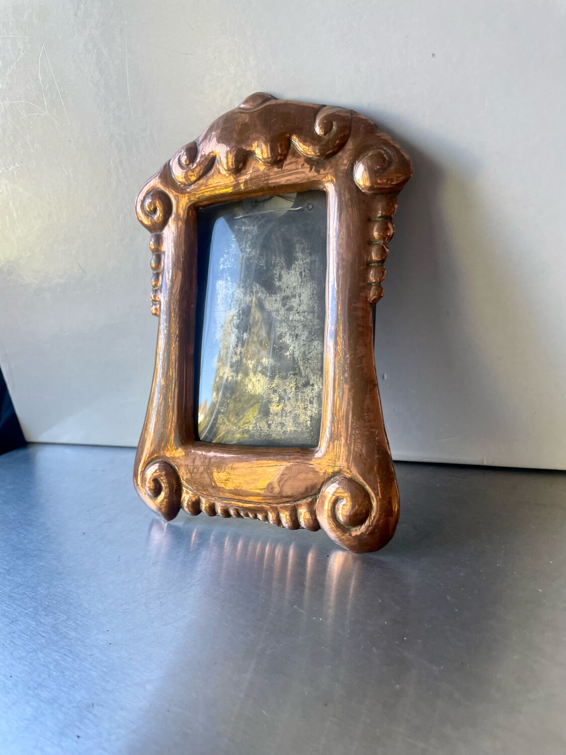 Art nouveau copper metal photo frame