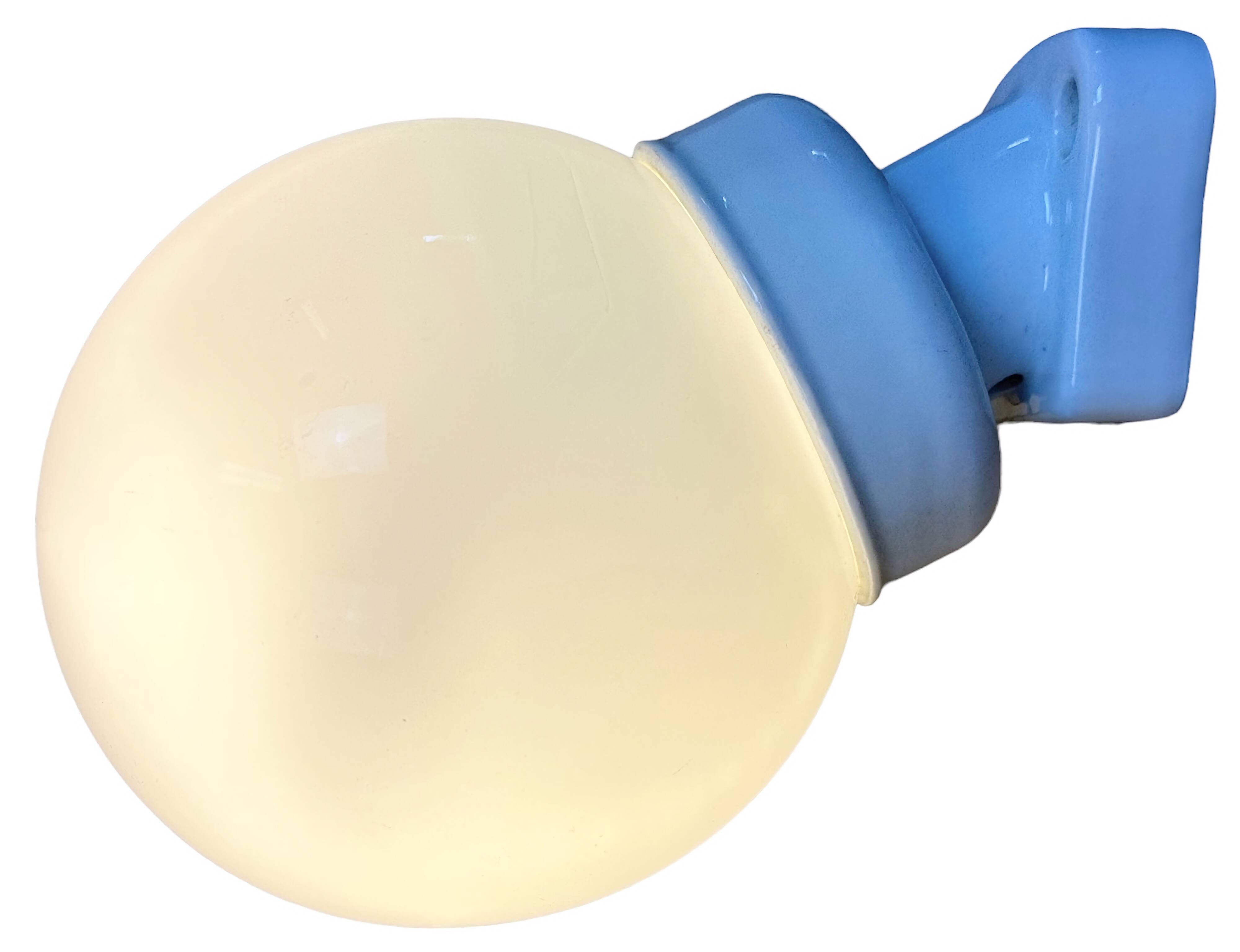 Vintage White Porcelain Wall Light with Milk Glass, 1960s