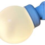 Vintage White Porcelain Wall Light with Milk Glass, 1960s