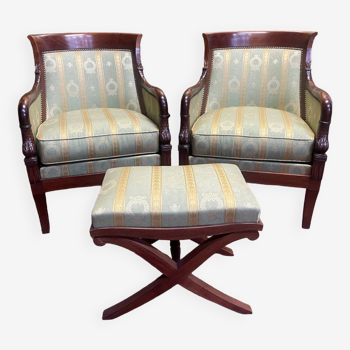 Pair of armchairs - Empire style bergères / Restorations