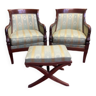 Pair of armchairs - Empire style bergères / Restorations