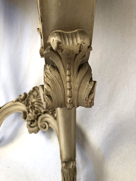 Louis XV style console in gray lacquered wood and marble top, nineteenth
