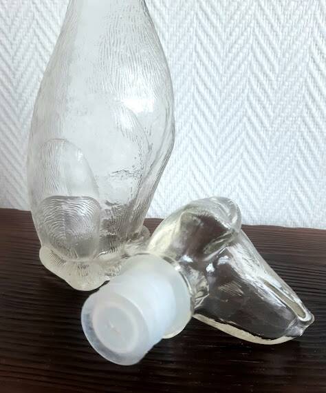 Dachshund dog carafe, Empoli glass, Italy 1960