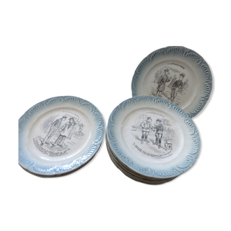 Series of 12 talking dessert plates