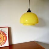 Suspension en opaline jaune mushroom design années 60-70