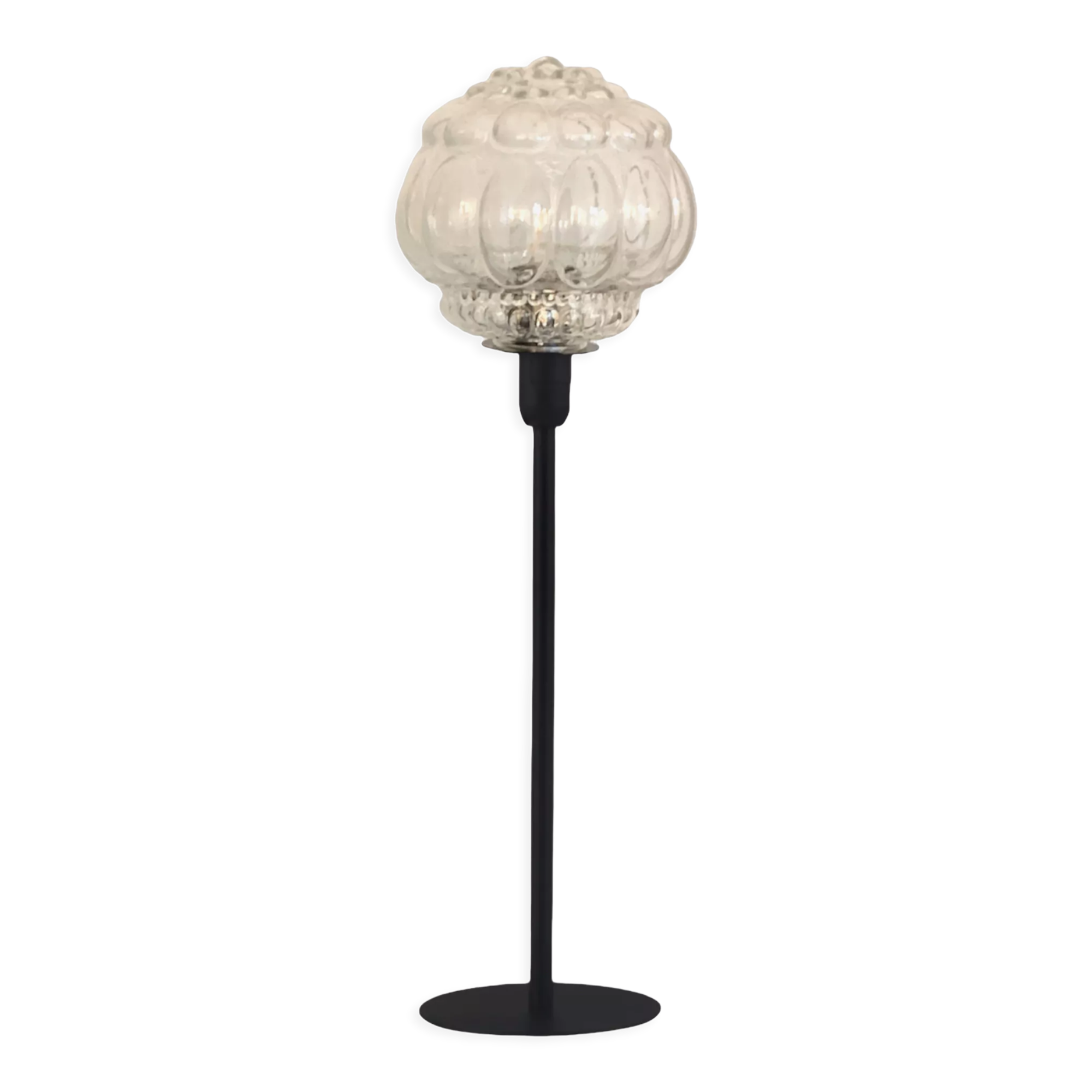 Vintage table lamp with bubbled glass globe