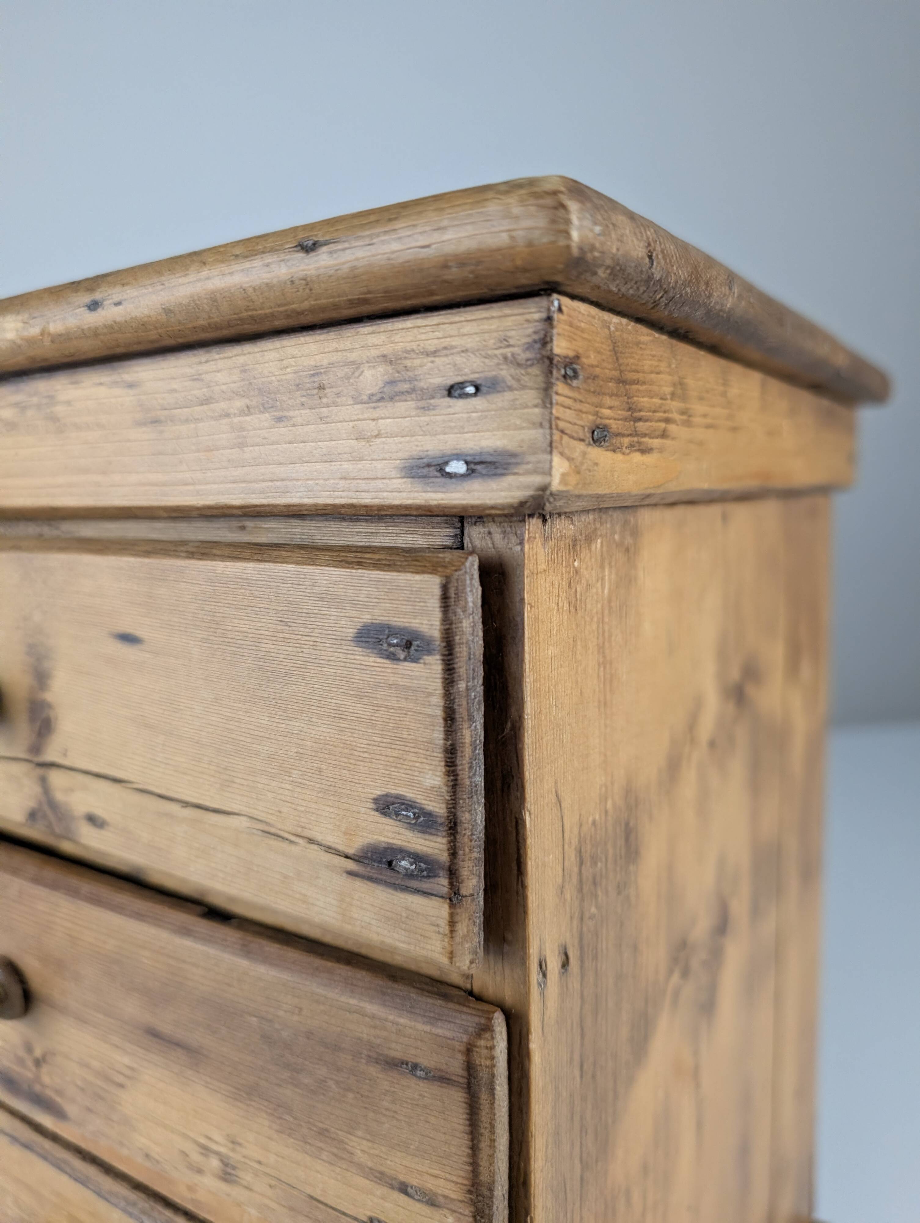Rustic Primitive Natural Pine Small Apothecary Chest, 1940s