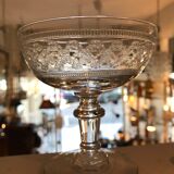 4 old glass champagne cups