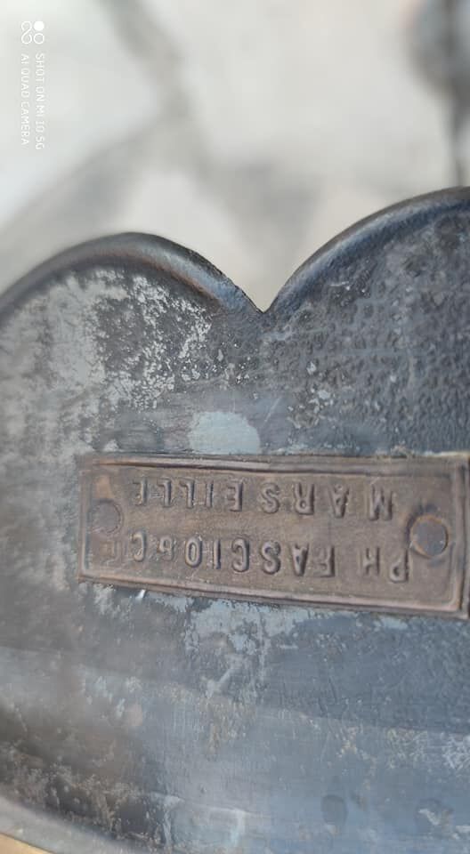 Painted and enameled sheet metal side table