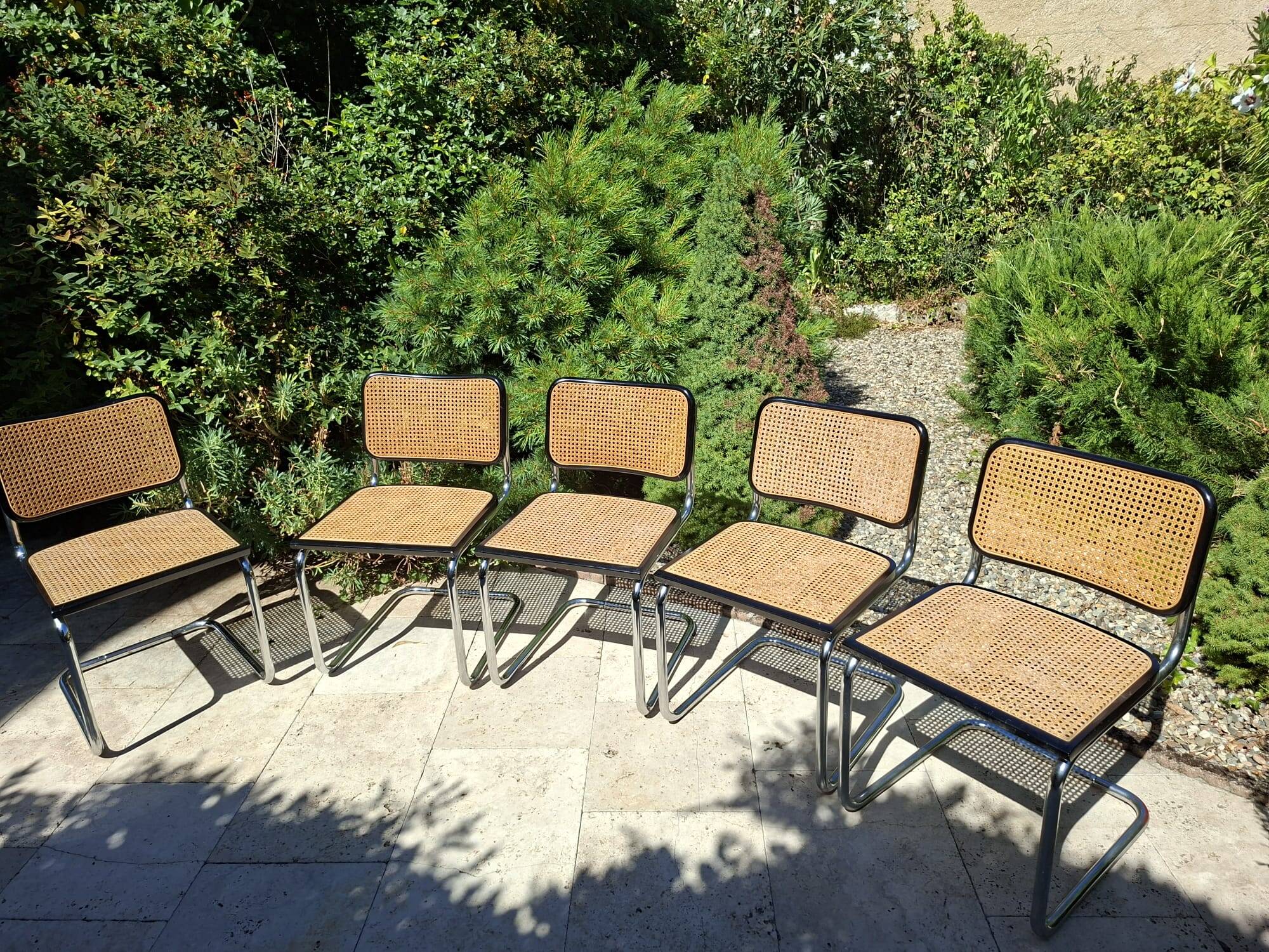 Set of 6 black Marcel Bauer B32 style chairs