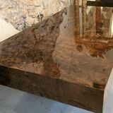 Coffee table in elm burl veneer attributed to Willy Rizzo - 1970