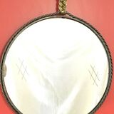 Mirror medallion suspended by a braid forged unique craft 64cm
