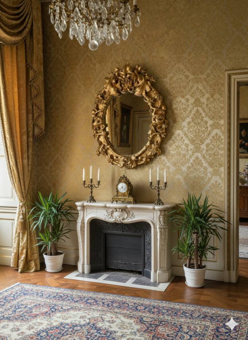 Louis XV rococo style gilded mirror, 130×100cm