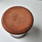 Covered stoneware ceramic pot - Signed Monogram BV (signature to be identified)