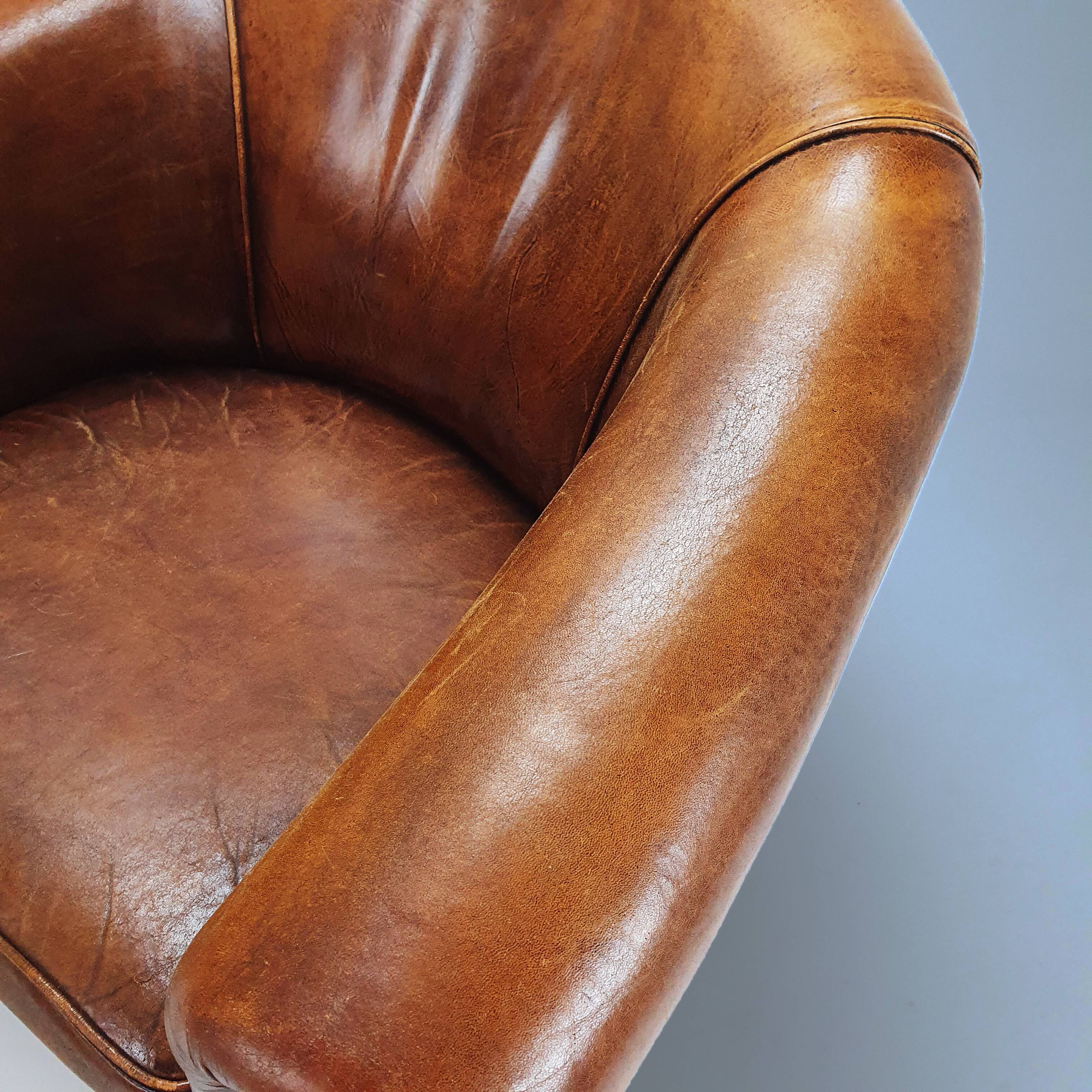 Vintage leather club chair, 1970s