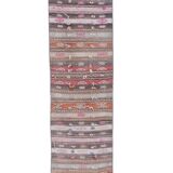Vintage Turkish rug from Oushak, hand-woven 54x703 cm