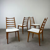 4 Scandinavian chairs, teak with boucle seats.
