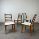 4 Scandinavian chairs, teak with boucle seats.