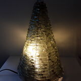 Lampe design lamelles de verre et fil d'acier