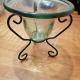 Glass vase on vintage wrought iron feet