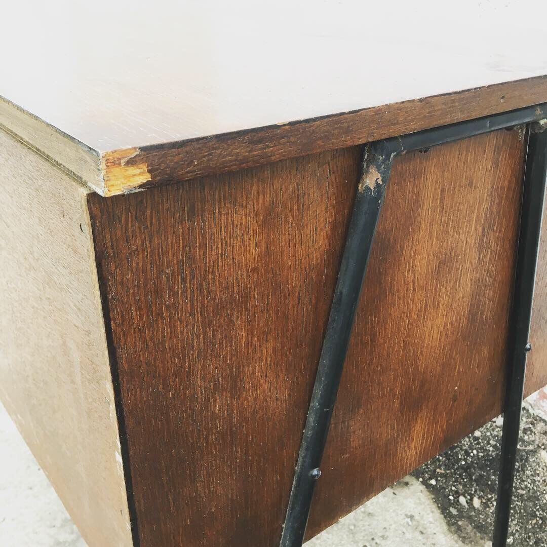 Modernist desk compass feet with drawer box