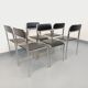 Set of 6 vintage Italian stackable chairs in chrome metal and skai.