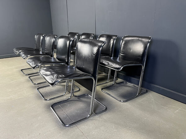 Ensemble de 8 chaises Calla par Antonio Ari Colombo, chaises de salle à manger, années 1970.