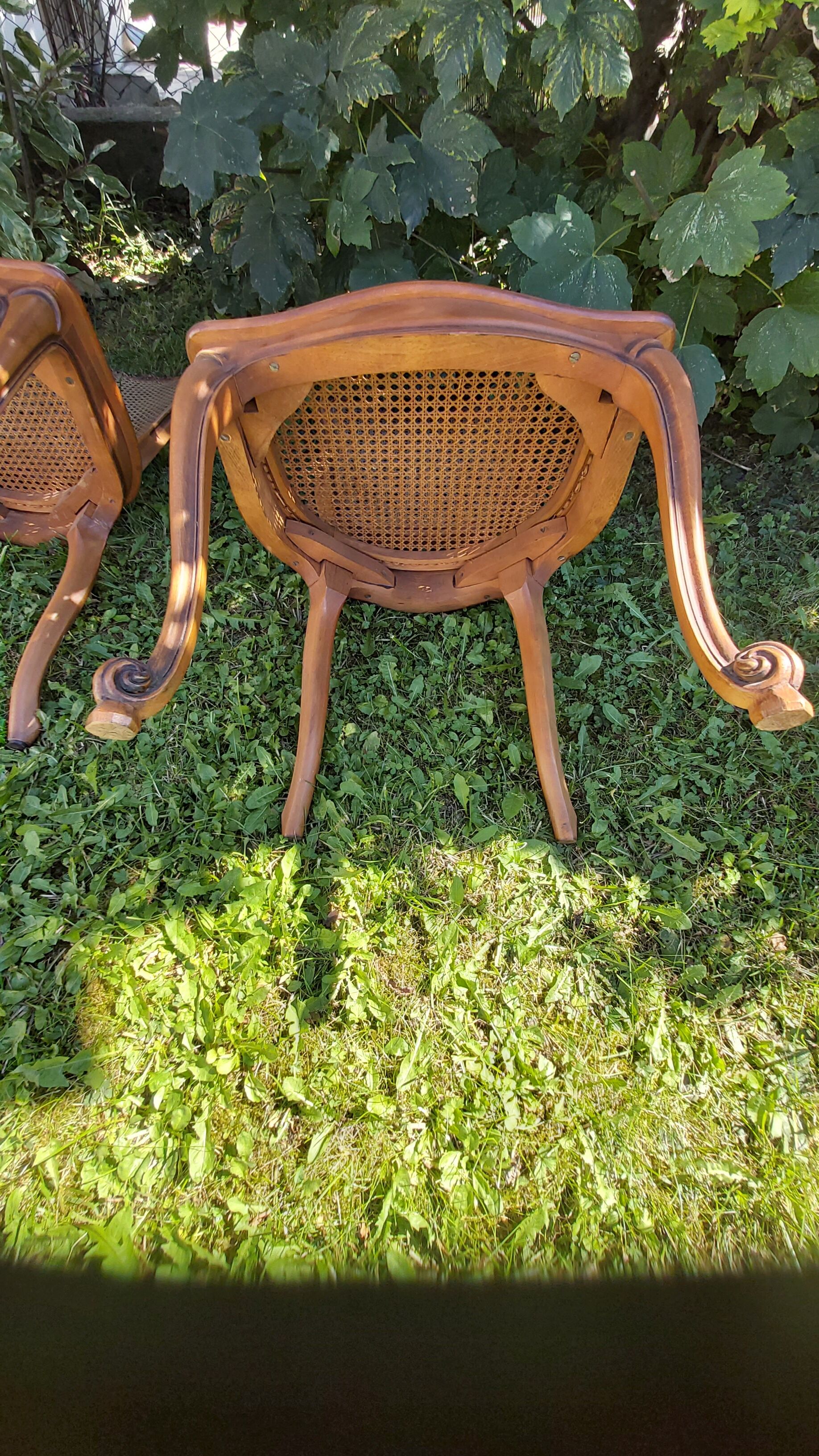 Set of three regency cane chairs