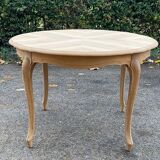 Louis XV style oval extendable round table renovated in raw wood