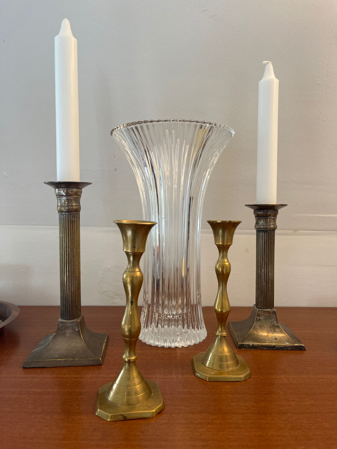 Pair of brass candle holders