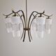 Italian Mid-Century Brass Chandelier with Murano Style Glass Shades, 1960's