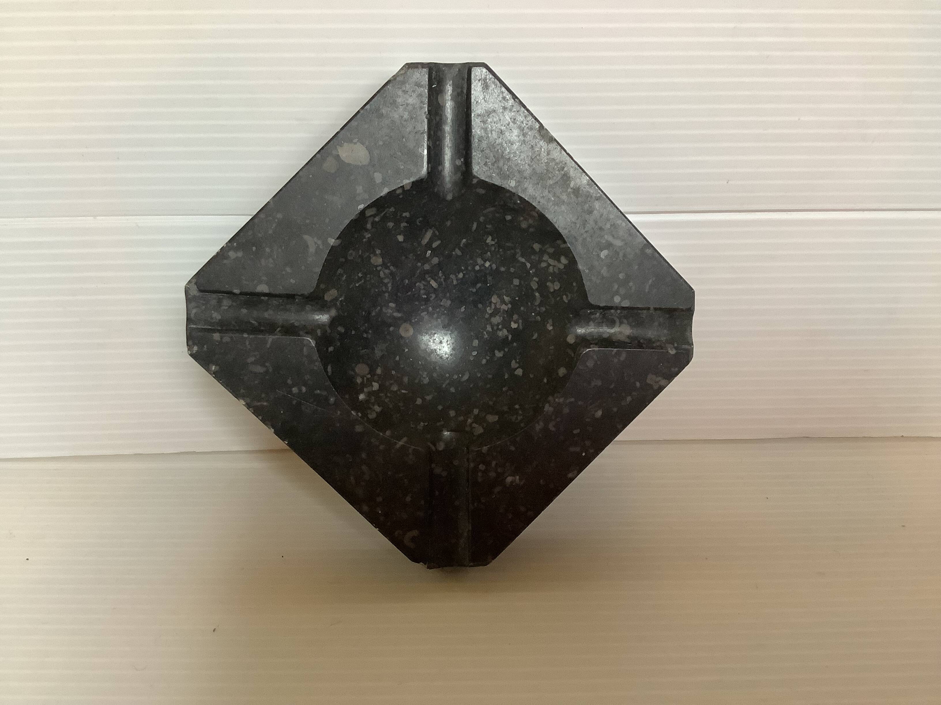 Square black marble ashtray and catchall.