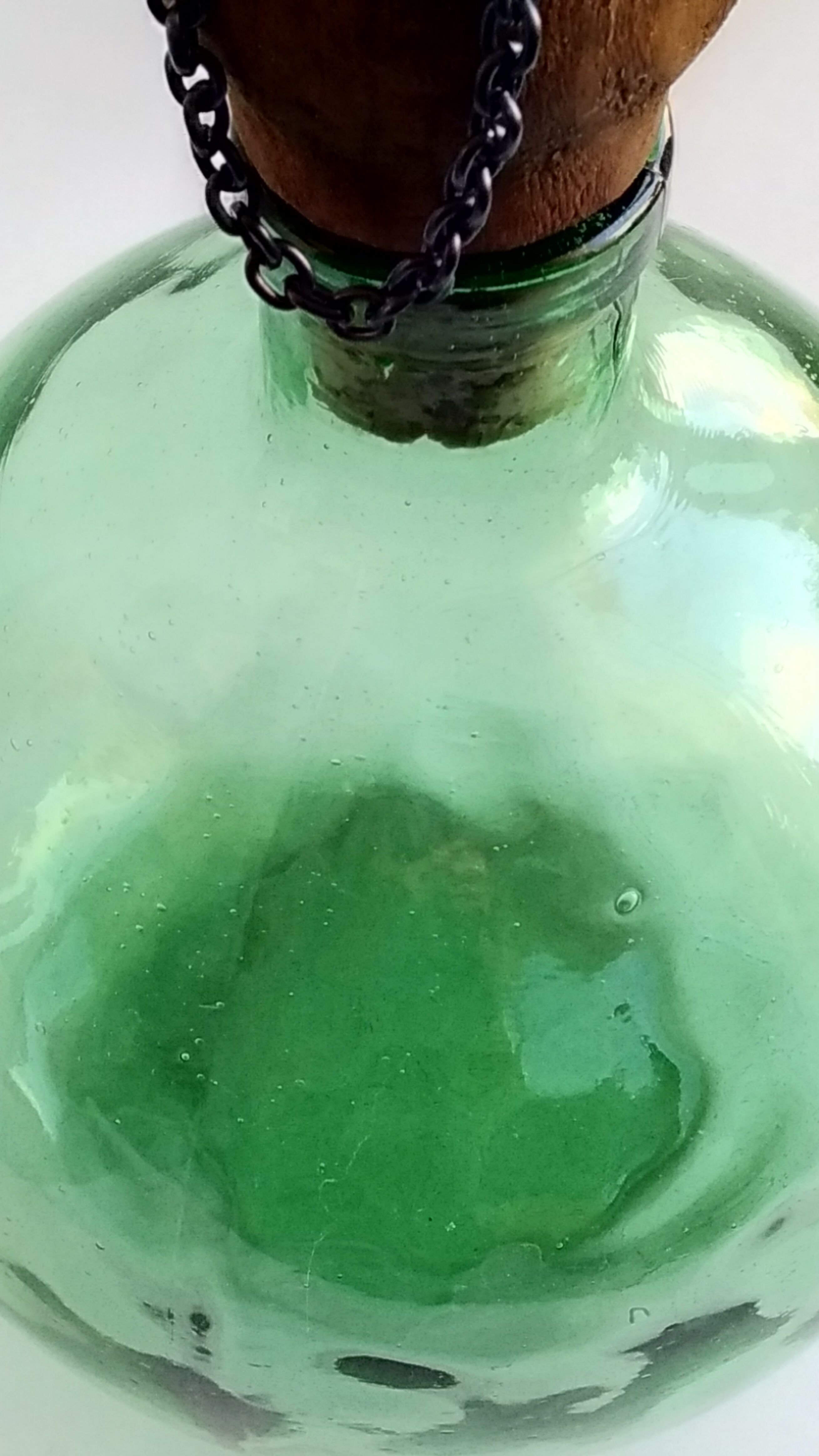 Vintage demijohn wooden cork and chain