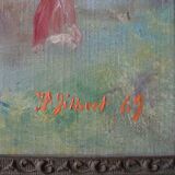 Ancienne peinture sur toile tableau voilier français bord de mer signé JP Gilbert 69