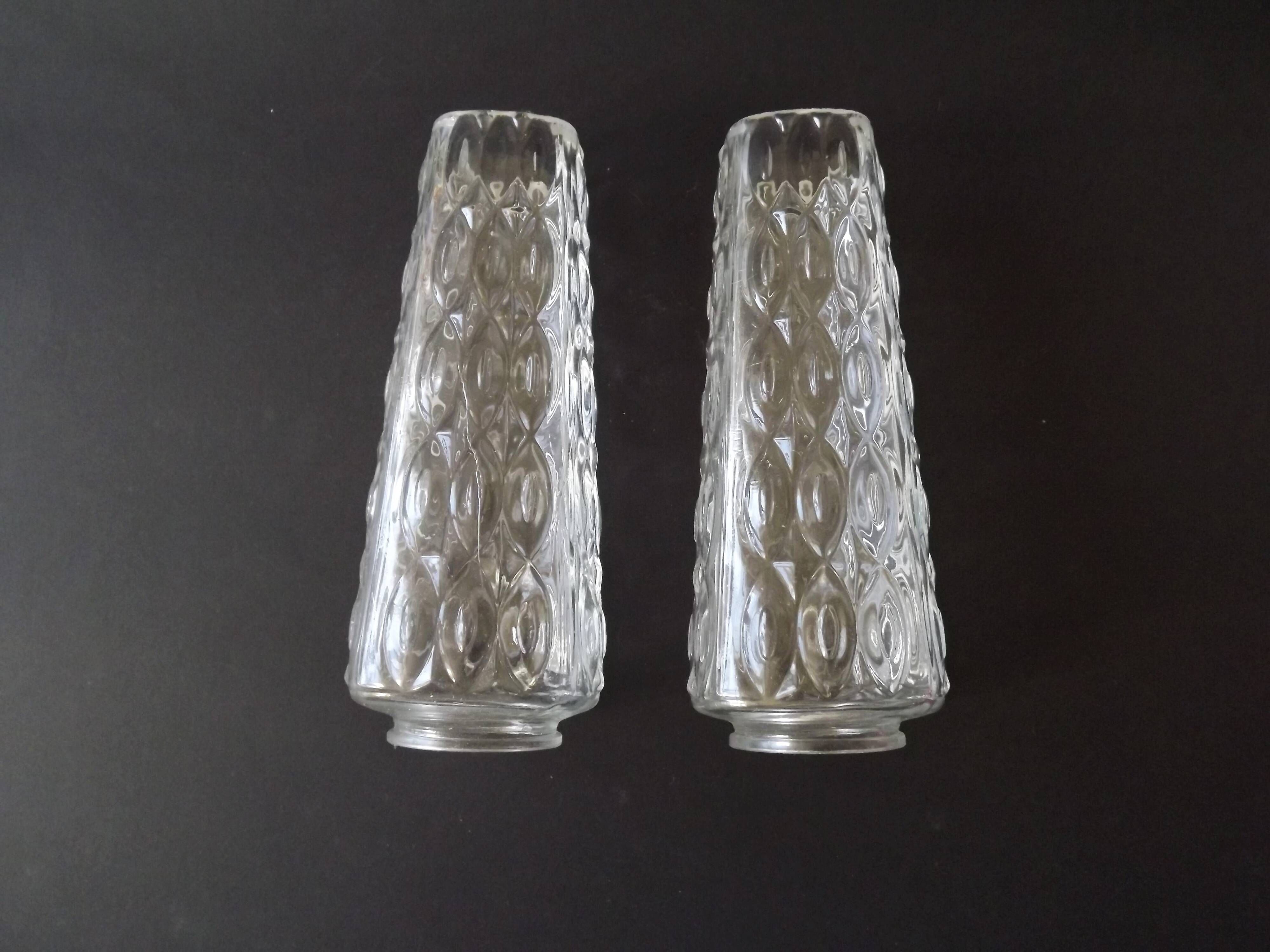 Pair Vintage Cut Glass Retro Replacement Shades For Chandeliers/Wall Lights