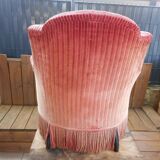 Retro toad armchair in pink velvet
