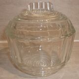 Sucrier de table en verre moulé transparent art déco
