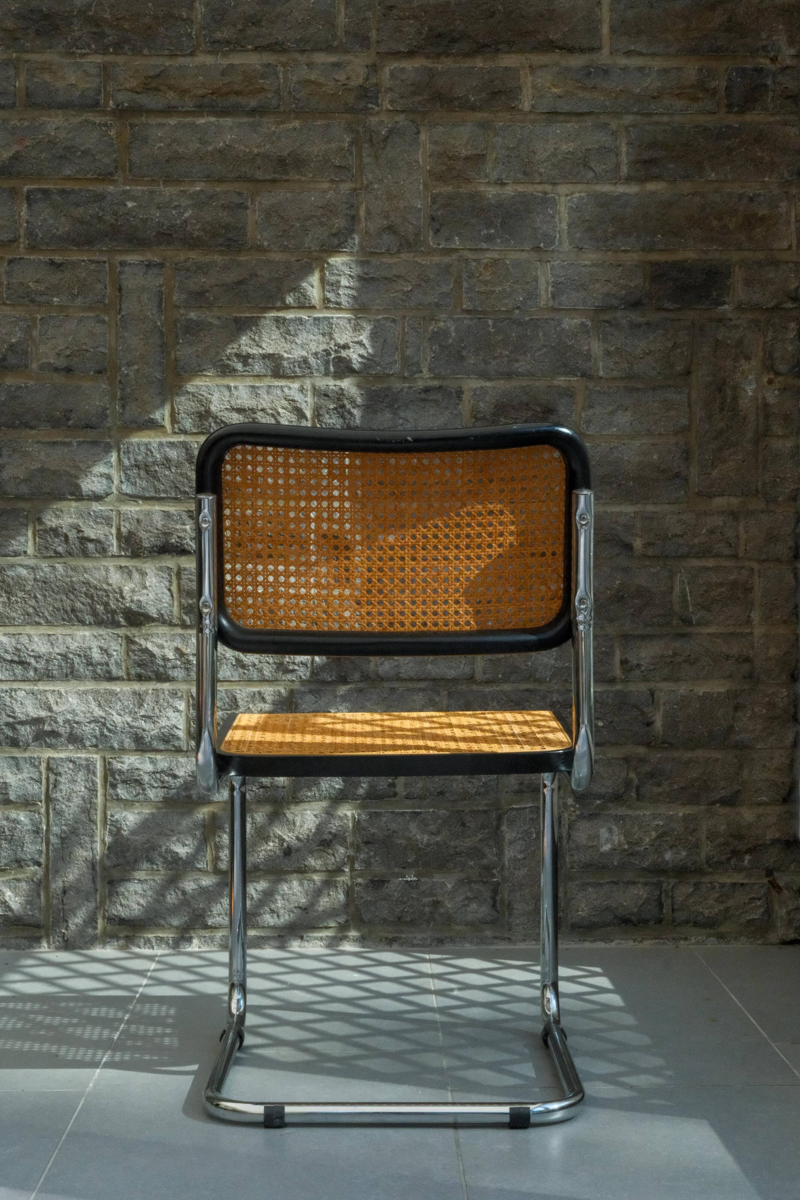 Pair of black Cesca chairs B32 Marcel Breuer