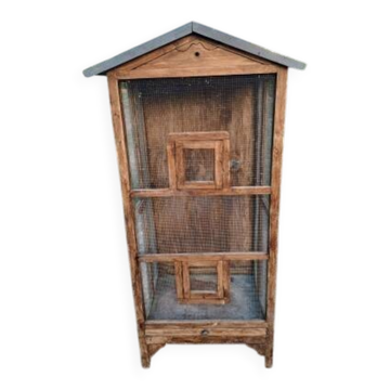 Aviary bird cage wood and wire mesh