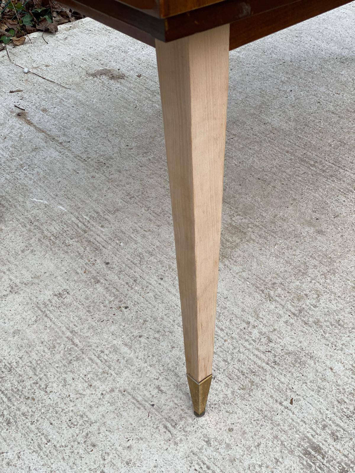 Scandinavian extendable dining table in wood and beautiful lacquered marquetry 230cm